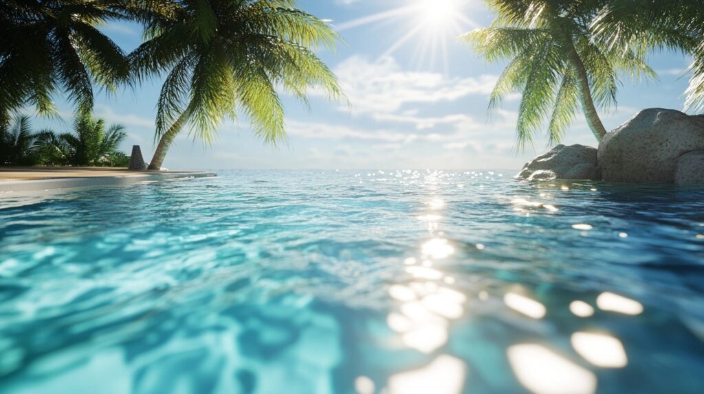 swimming pool under hot sun